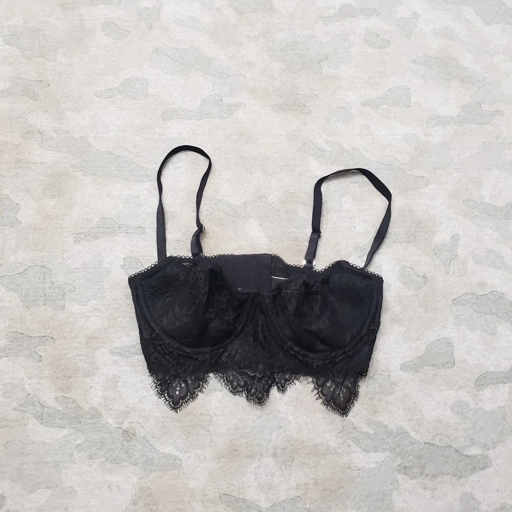 Victoria's Secret Bra Women 32C Black Lace Dream Angels Push Up